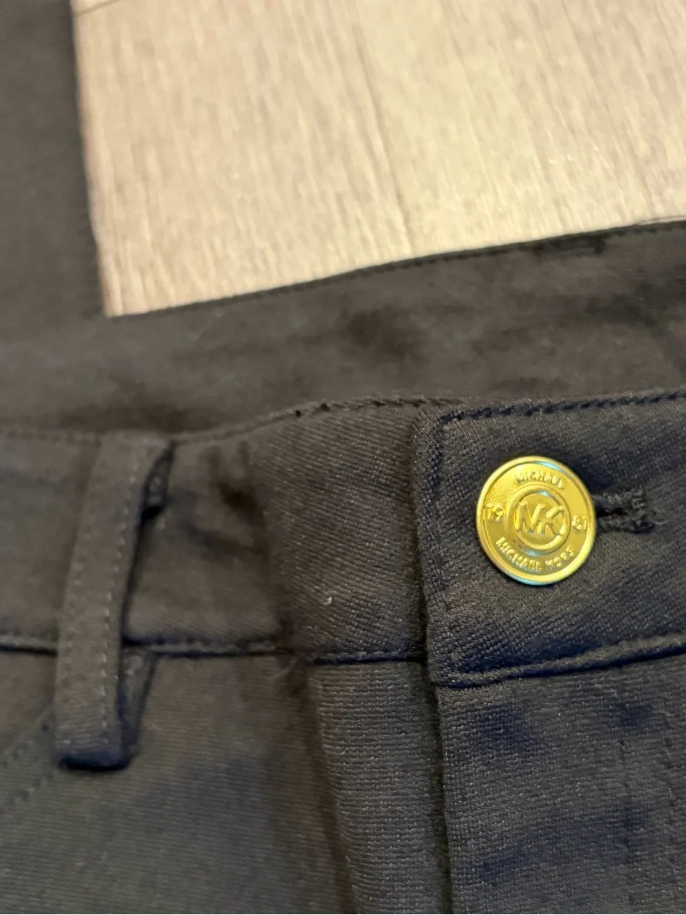 Michael Kors Black Skinny Pants with Gold Button Detail